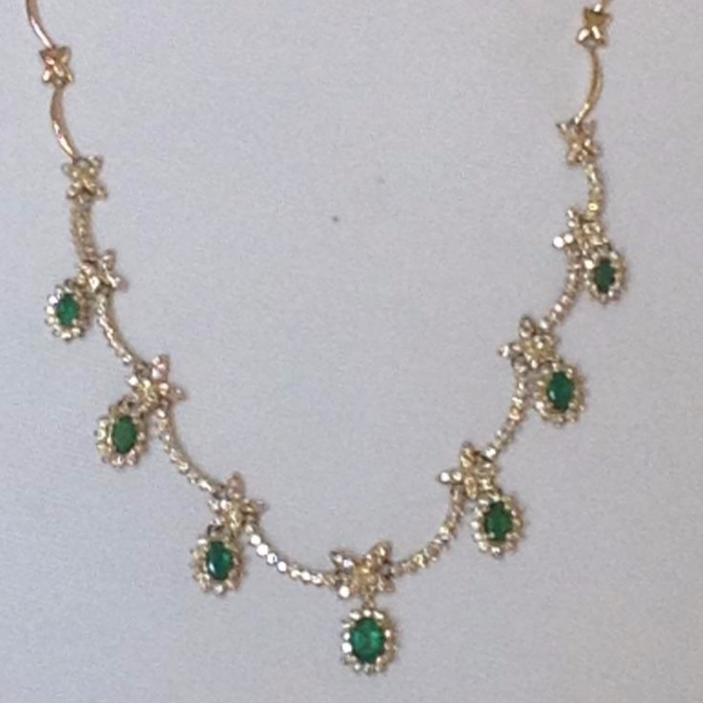 SOLD Layaway! Genuine Emerald/Diamond Necklace 14K - Picture 7 of 8
